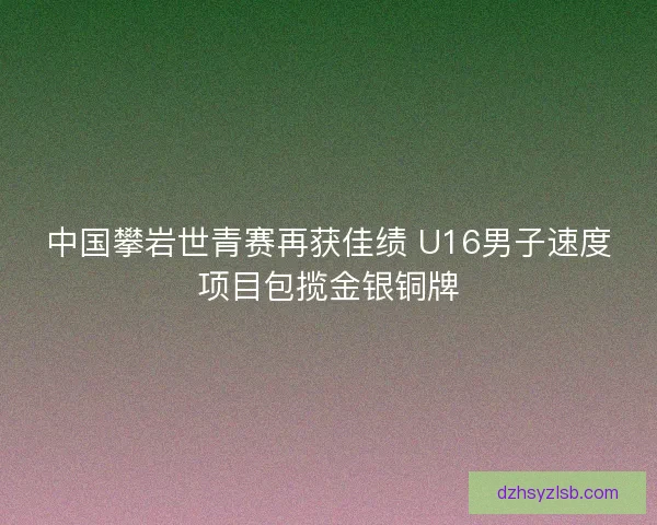 中国攀岩世青赛再获佳绩 U16男子速度项目包揽金银铜牌